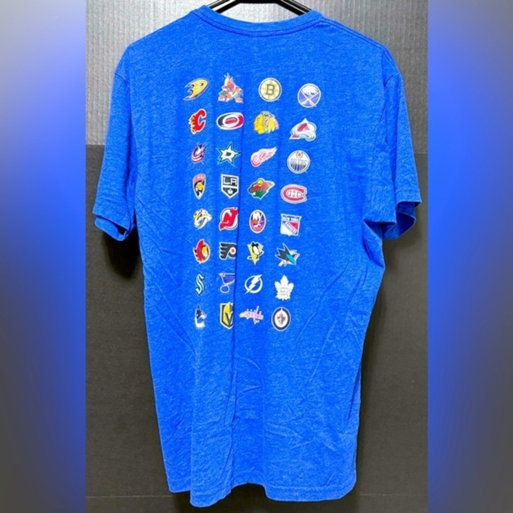 🏜️NHL Sponsor Fastenal Blue All Hockey Team Logo’s T-shirt